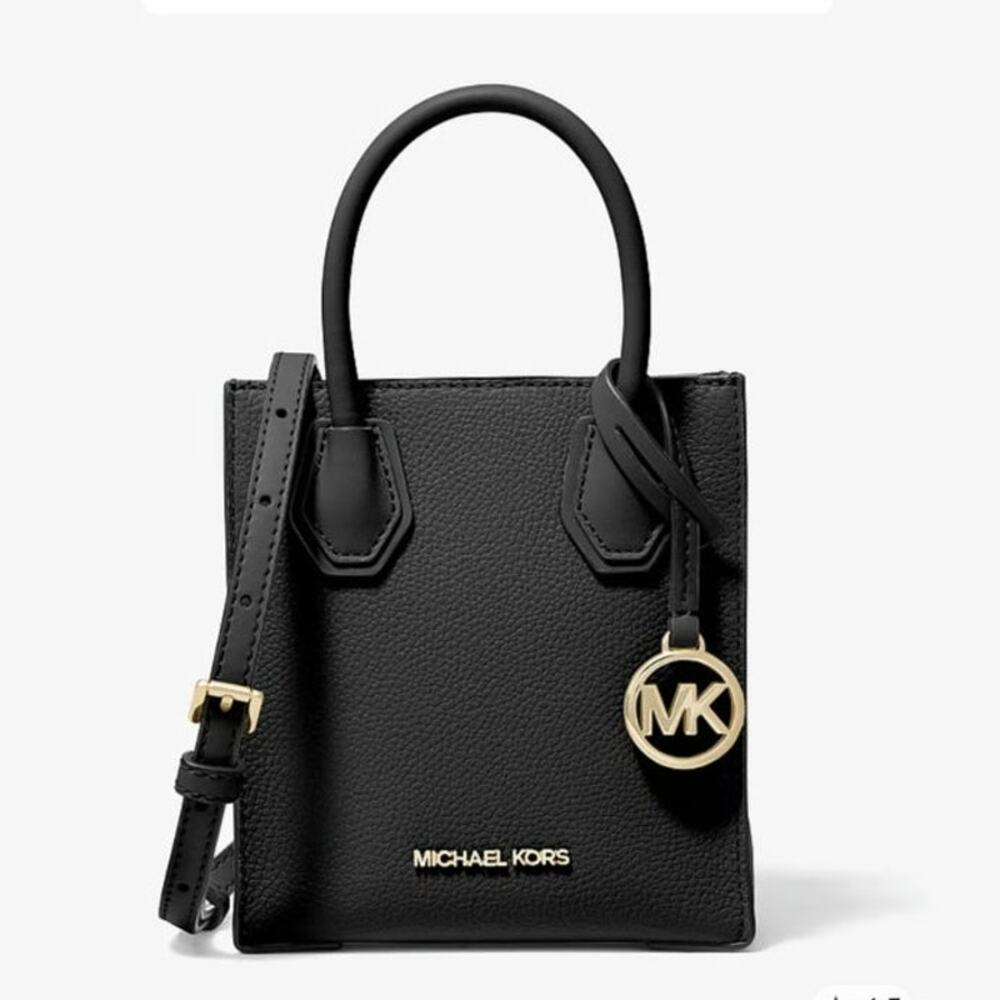 NWT Michael Kors Mercer Extra-Small Pebbled Leather Crossbody Bag – Black